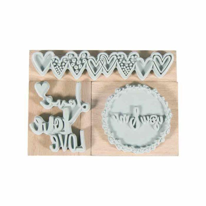 Kit de trois tampons en bois 'Cher'