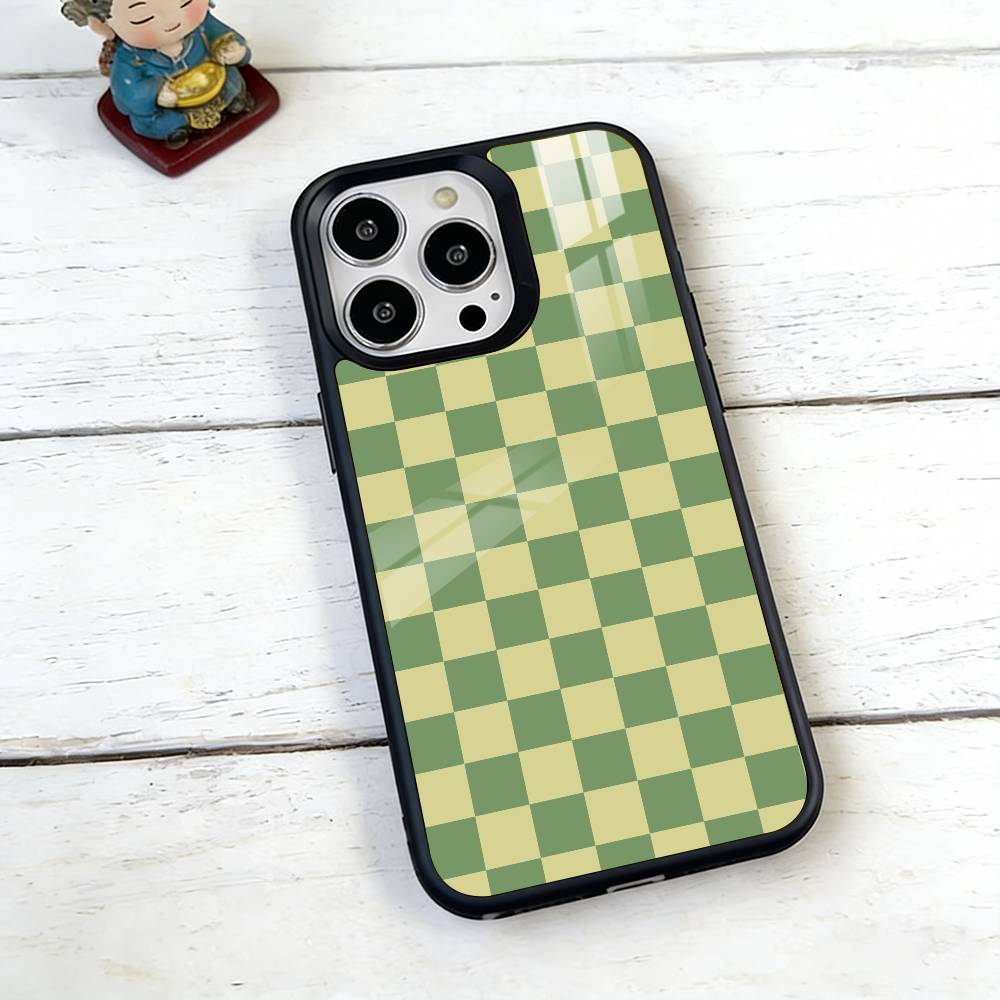 Зелено-оранжевый клетчатый чехол для телефона для iPhone 17, 16, 15, 14, 13, 12, 11 Plus, Pro, магнитный с Magsafe, для беспроводной зарядки