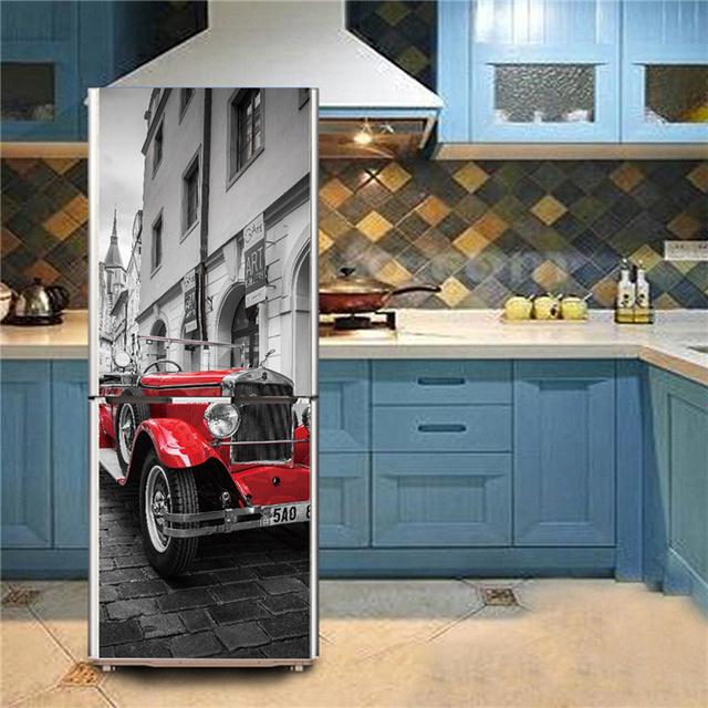 Для 3D стикера Птица Цветок на Холодильник Водонепроницаемые Обои для Кухни Декорация Мебели Постер Настенный Рисунок на Дверь Чехол для Холодильника Наклейки
