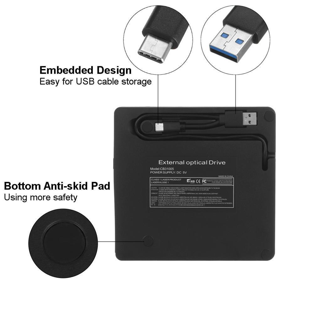Внешний USB 3.0 DVD/CD-привод для записи и чтения CD/DVD, DVD RW оптический привод, CD/DVD ROM-плеер, для MAC OS, Windows XP/7/8/10