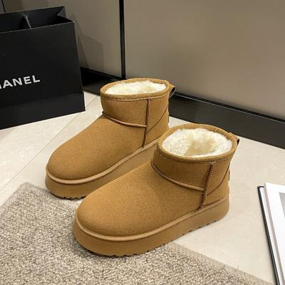 Зимние женские короткие плюшевые теплые зимние ботинки, повседневная обувь, новые замшевые ботильоны «Челси» на плоской подошве, женская обувь на платформе, Botas