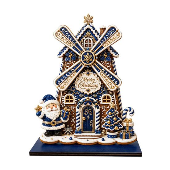 Деревянные праздничные настольные украшения Рождественский ornament-ветряная мельница, 2D вращающееся украшение, Праздничный ornament-Санта для офисного центрального стола, каминной полки