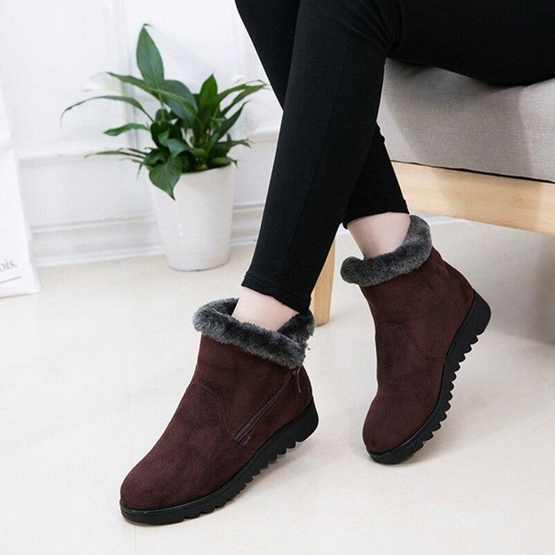 Women Fashion Winter Waterproof Ankle Rain Keep Warm Fur Footwear Boots