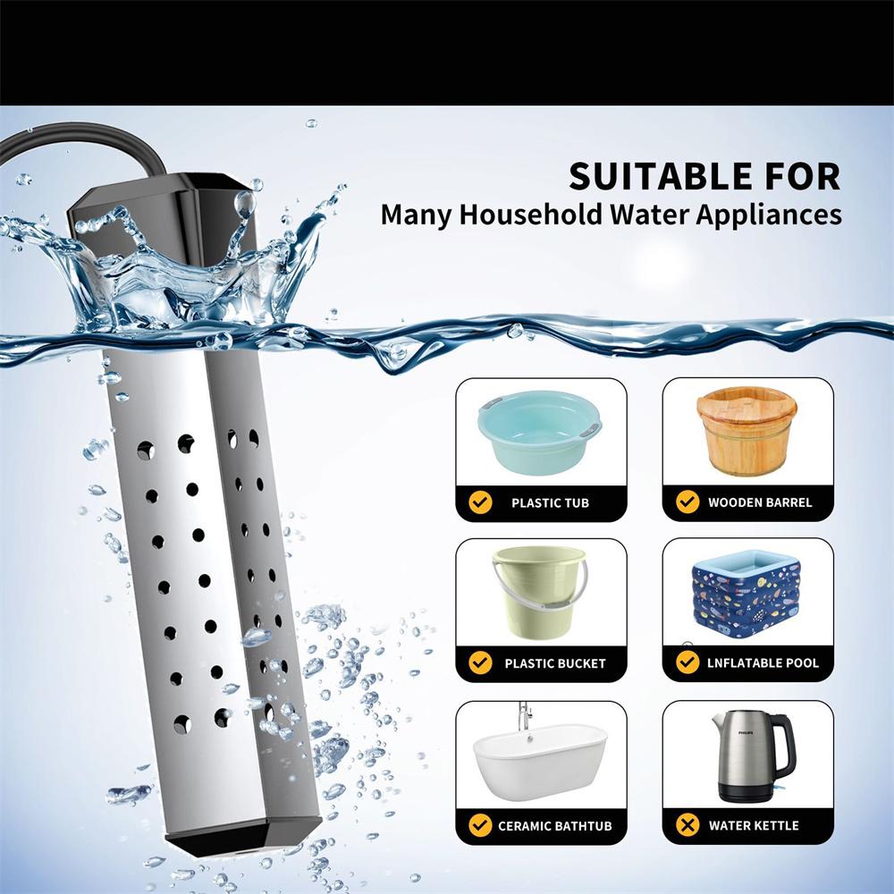 Портативный погружной нагревательный элемент 2500 Вт горячая вода автоматическое отключение питания вилка ЕС