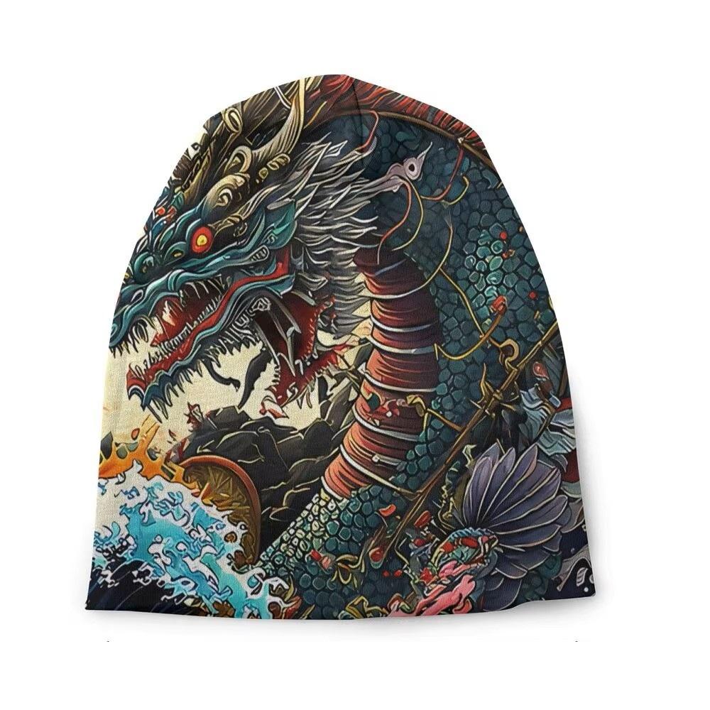 Японская шапка-боннет с драконом Мужская Женская Унисекс Взрослая Теплая Зимняя Шапка Бини Панк Рок Готика Повседневная