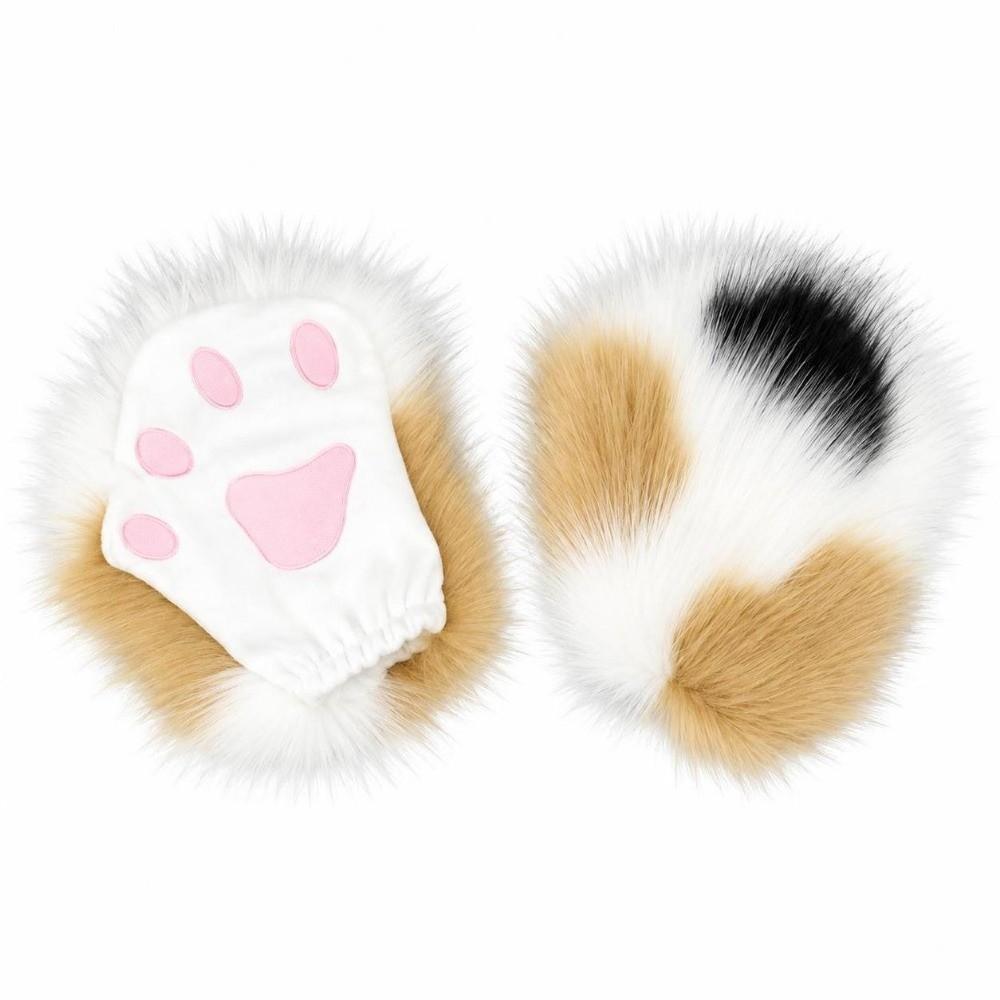 Fluffy Plush Gloves Cute Animal Paw Accessories Catgirl Cat Paw Gloves Cosplay