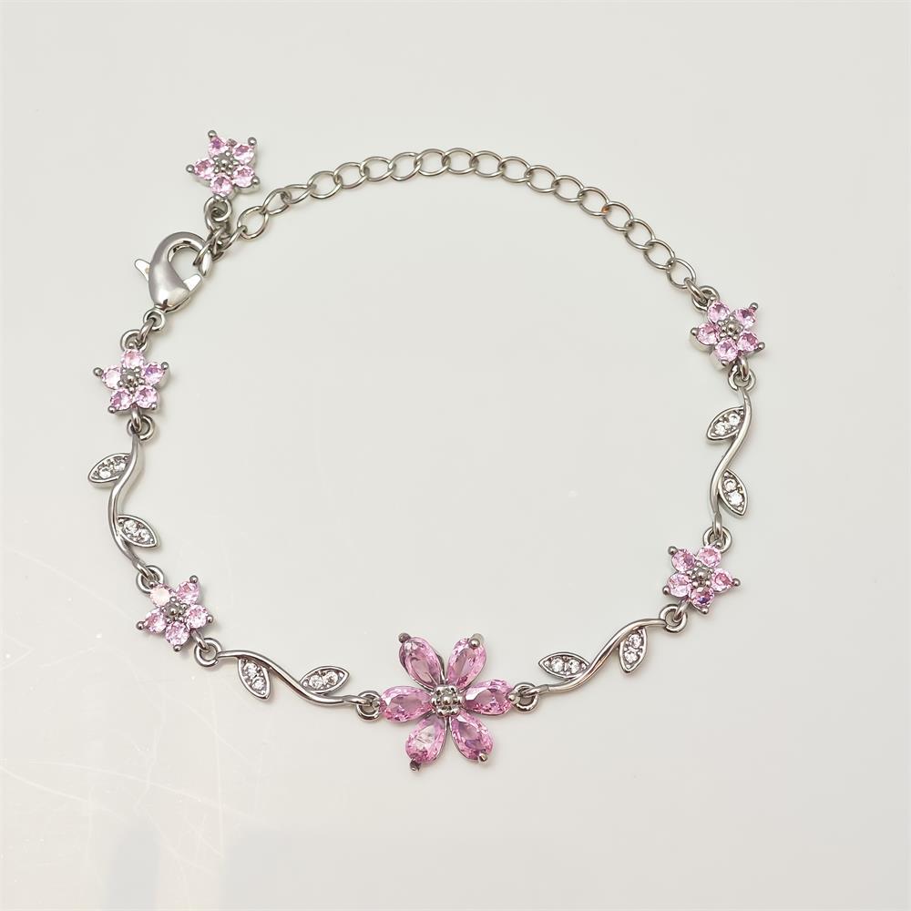Изысканный браслет с подвесками в виде банта и цветка из циркония для женщин