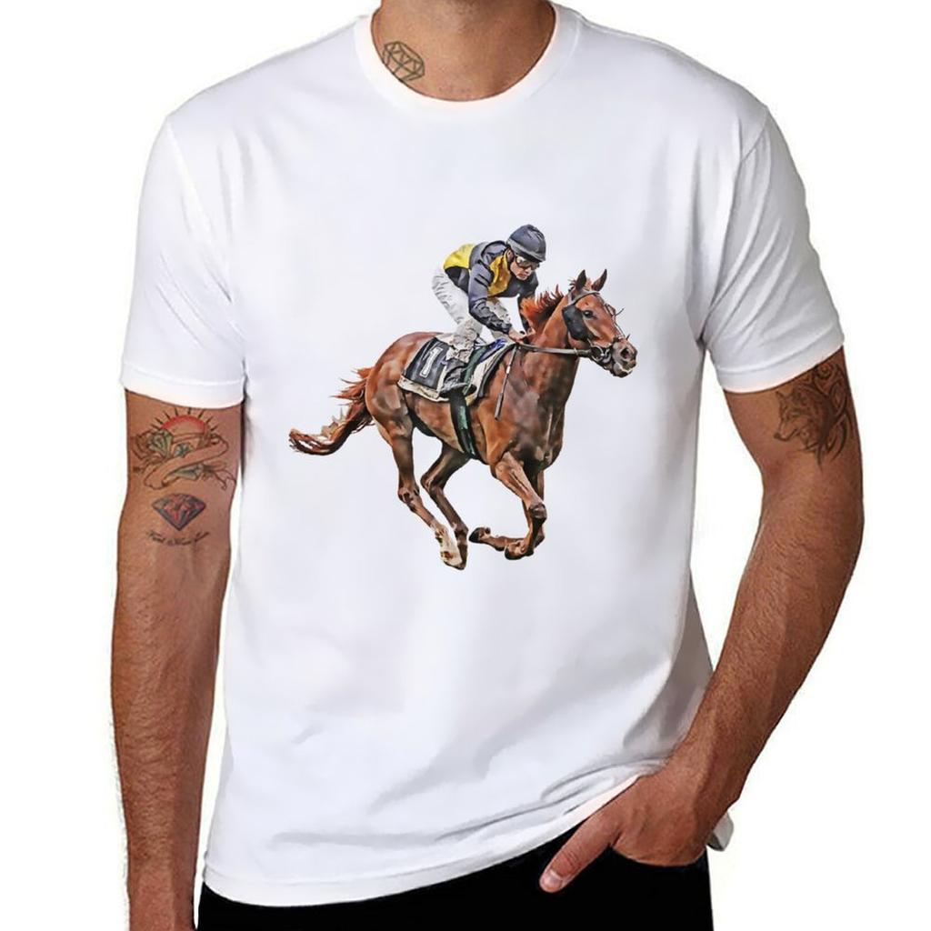 Horse Race Tshirt Unisex T Shirt Summer Black Cotton Tshirt Plain For Unisex Package Tshirt
