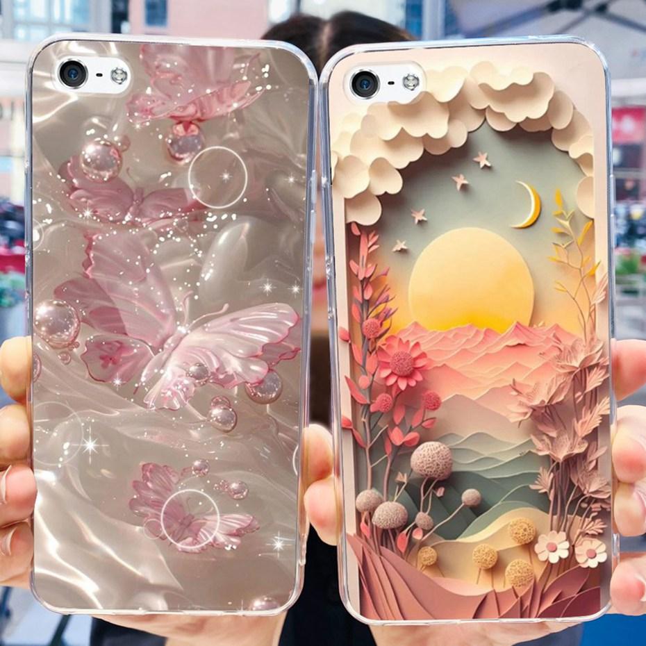 Красивый чехол для телефона с принтом для iPhone 5 5s SE (2016) Мягкая силиконовая ТПУ задняя крышка для iPhone SE 2016 iPhone5 iPhone5s 4.0"