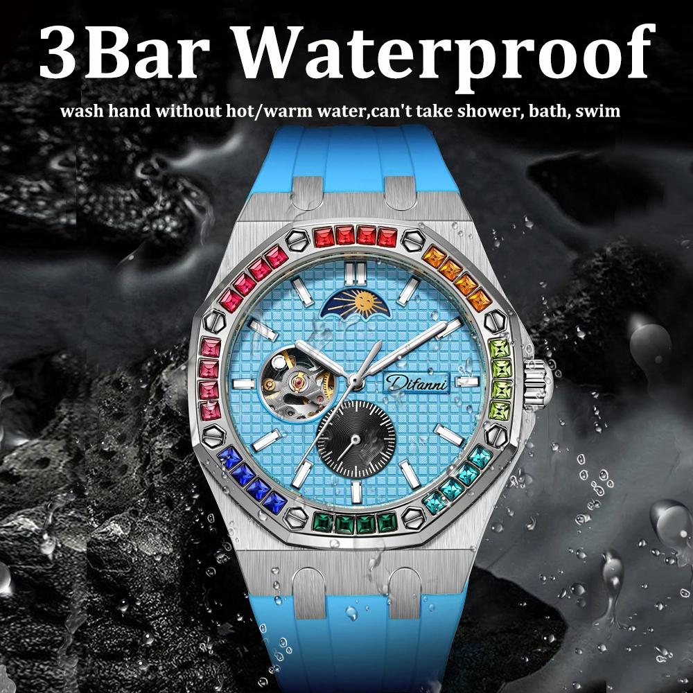 Fashion New Luxury Mechanical Watches Rainbow Drill Hollow Design Fully Automatic Mechanical Automatic Watch