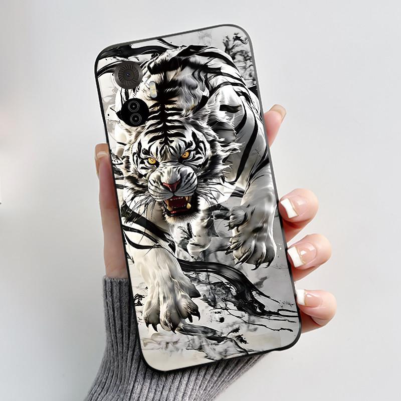 For Itel S18 Pro/Vision 5+ Plus Silicone Jelly Black Case Ins Style Cool Lion Tiger Painted Bumper Soft Shockproof Cover
