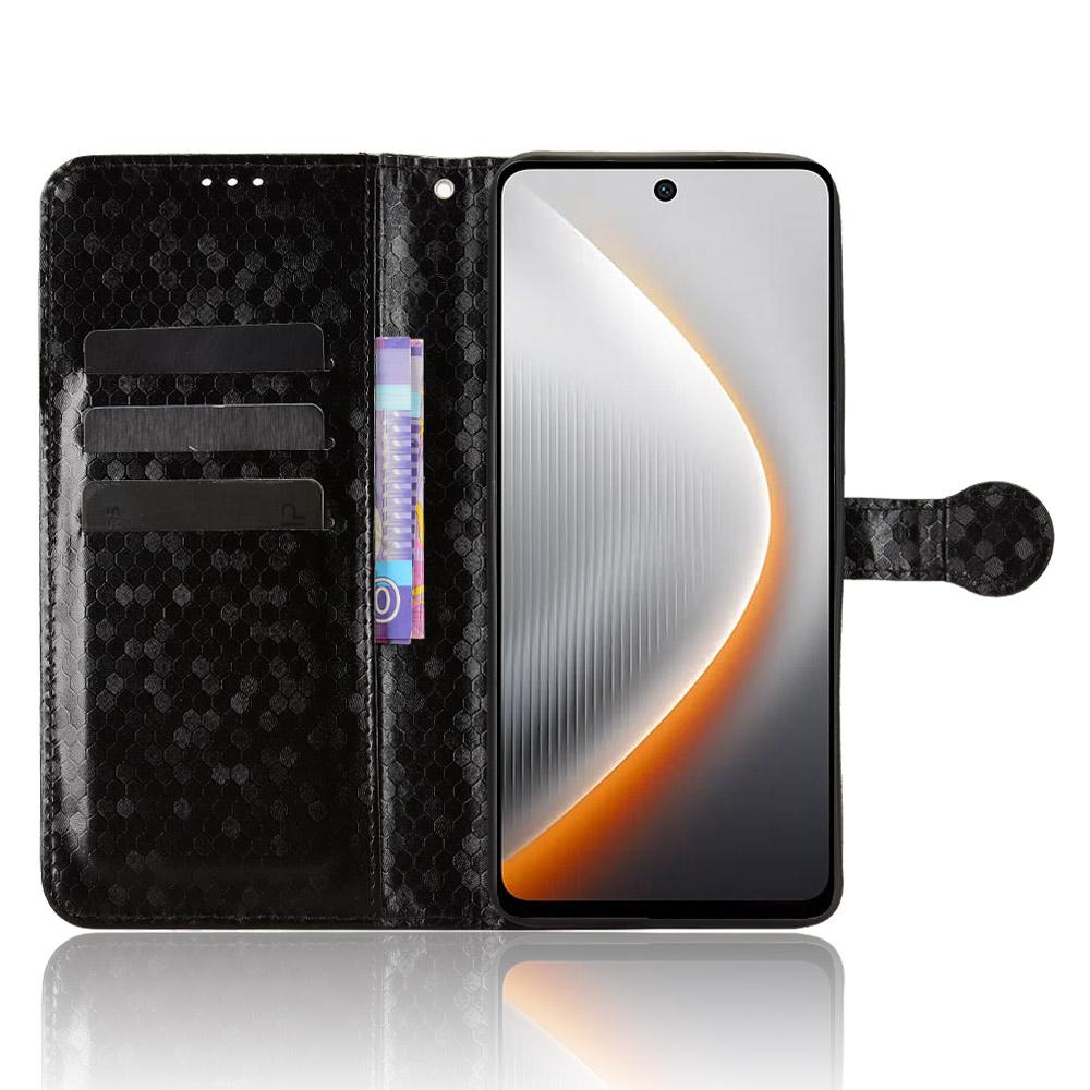 For TECNO Pova 7 5G Wallet Case Dot Pattern Imprint PU Leather Phone Cover with Wrist Strap