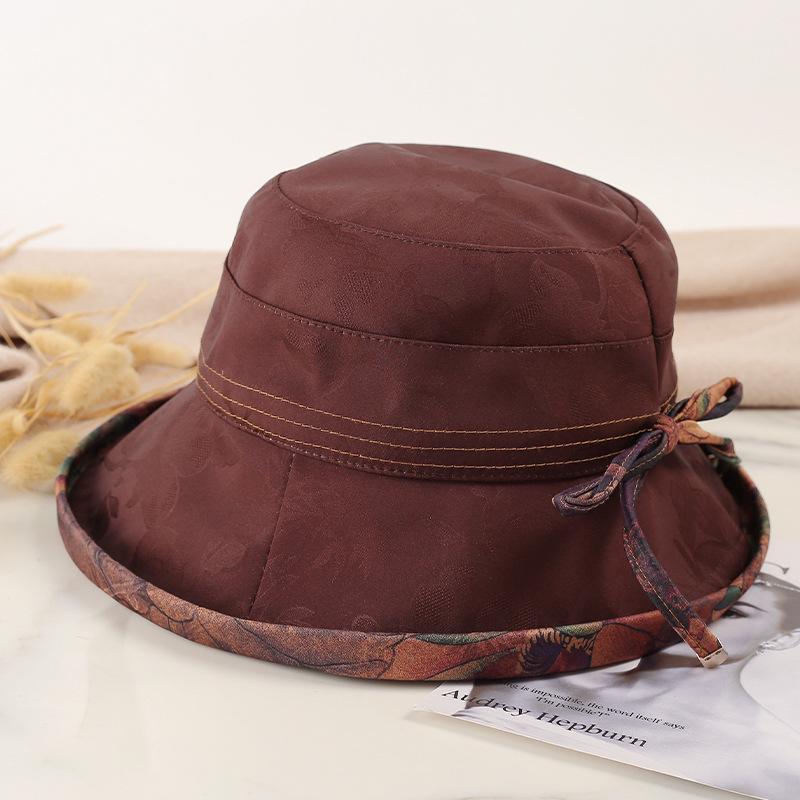 Spring and summer thin breathable bow visor women's outdoor leisure sunscreen fashion versatile crimped bucket hat basin hat