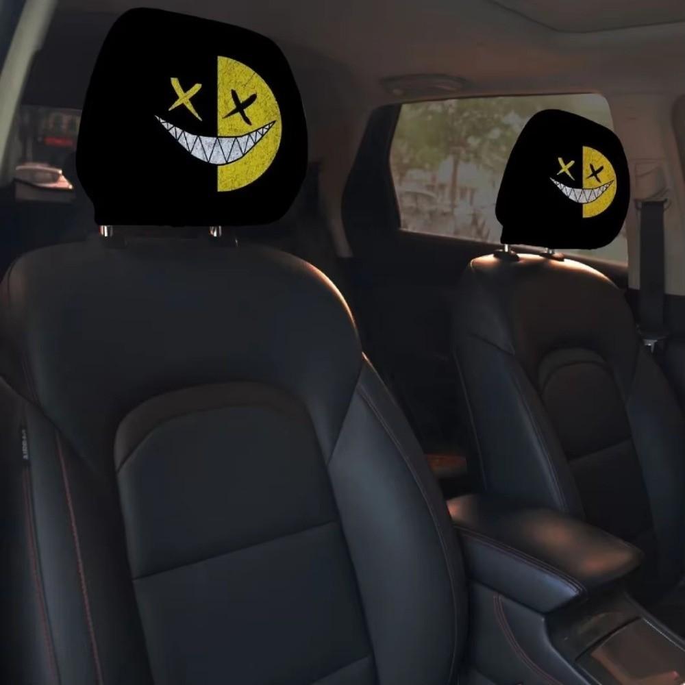2Pcs Cartoon Car Pillowcase Cool Decorations Car Seat Headcover Gift for Car Lover