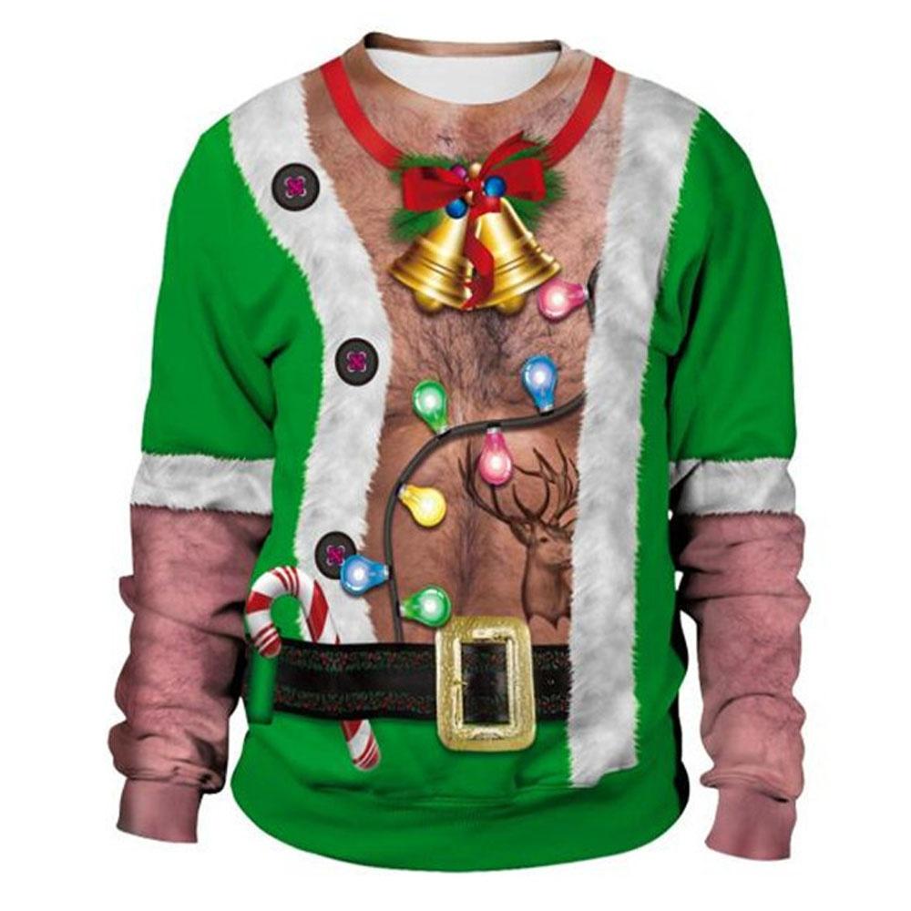 Funny Christmas Sweater Men Women Pullover Xmas Sweatshirt Ugly Graphic Y2k Sweatshirts for Holiday Party Loose Men's Clothing