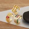 Nidin New Style Inlaid Colorful Zircon Multilayer Open Rings For Women Men Light Luxury Adjustable Finger Jewelry Wedding Gifts