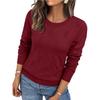 Женский повседневный вязаный пуловер с круглым вырезом, длинным рукавом, однотонный