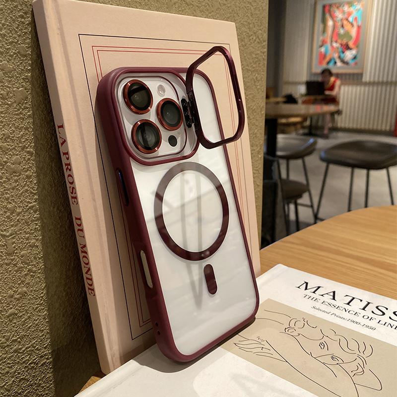Матовый чехол для телефона для iPhone 17 16 15 14 13 12 11 Pro Max Plus Air для Magsafe Прозрачный магнитный держатель Защитная крышка для объектива