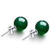 Sphere Green Jade Earrings Korean Version Copper Silver -Plated Red Agate Gemstone Crystal Earrings Birthday Gift 