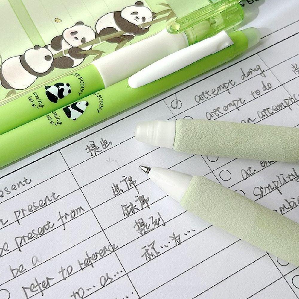 4PCS Blue/Black Ink Thermal Eraser Pen Cute 0.5mm Gel Pen Cartoon Panda Erasable Pen School Office