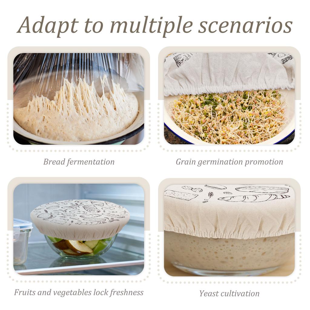Набор из 3 крышек для мисок, многоразовая крышка для миски, портативный колпак для ферментации, пылезащитная крышка для продуктов для подъема теста на закваске, кухонный аксессуар