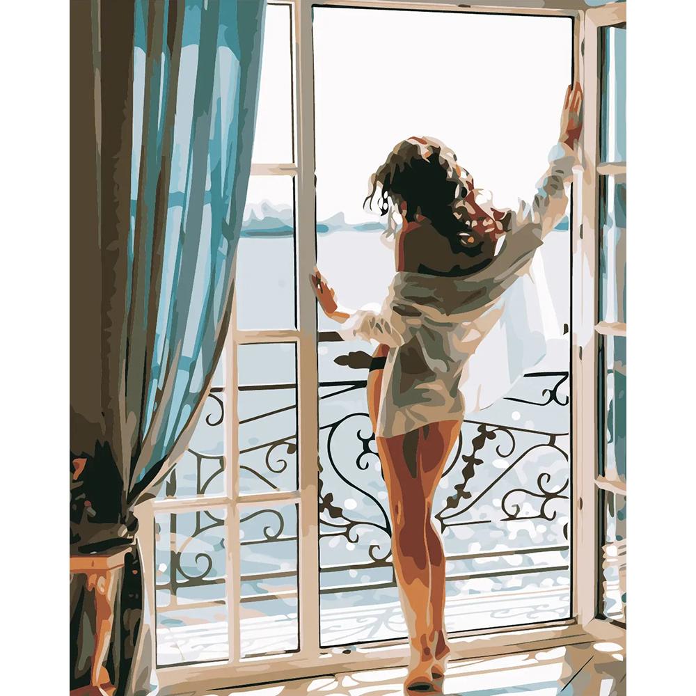 Безрамная картина, сделай сам, картина по номерам, женская раскраска по номерам, акриловая картина на холсте, ручная роспись, искусство рисования