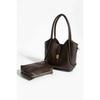 Women's Black Zippered Two-piece Cross Strap Hand Shoulder Bag