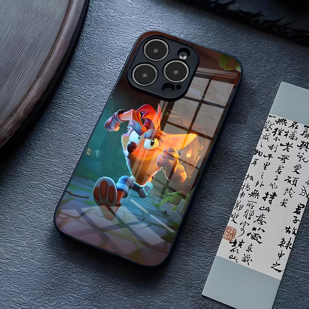 Премиальный чехол для телефона Crash Bandicoot для iPhone 13 Pro Max 14 16 Plus 12 Mini 11 15 X XR XS 8 7 Plus SE Закаленное стекло Задняя крышка