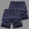 Мужские спортивные шорты, однотонные прямые эластичные шорты на талии, повседневная одежда больших размеров, карманы на молнии в стиле ретро, ​​тонкие летние шорты до колена, мужская одежда