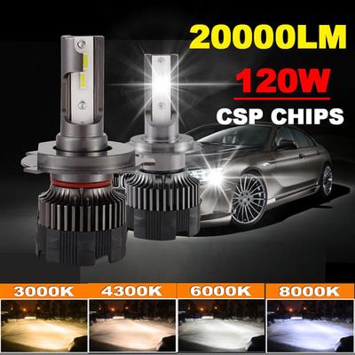 1 шт. автомобильные фары H4 светодиодные H7/H1/H8/H9/H11/9005/9006 4300K/6000K/8000K автоматические противотуманные фары 120 Вт 20000LM 12 В светодиодные лампы