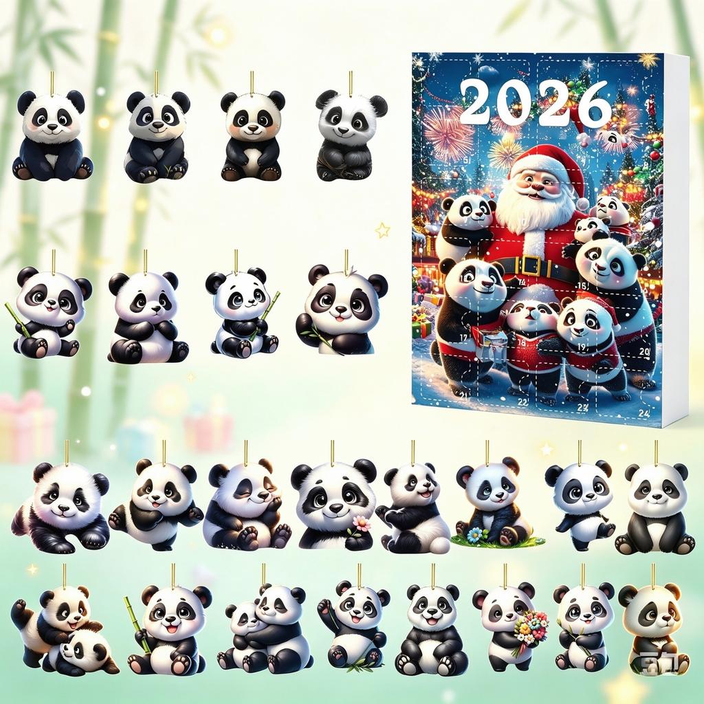 2026 Advent Calendar Blind Box Panda Backpack Charm Christmas Tree Ornament Holiday Decoration 24-Day Surprise Gift
