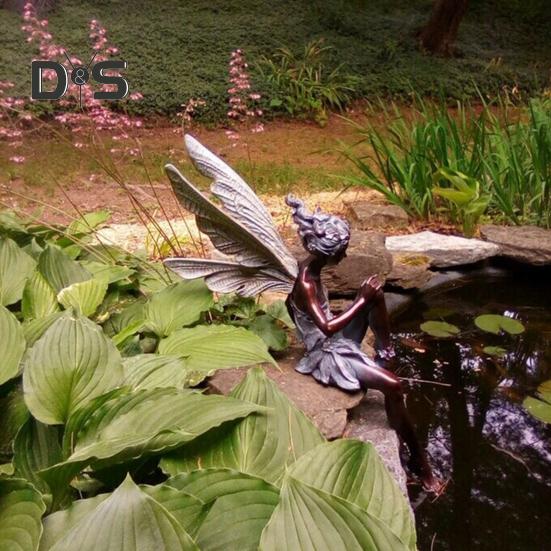 Статуэтка цветочной феи, фигурка крылатой феи из смолы, скульптура садовой феи для украшения крыльца дома, газона, двора