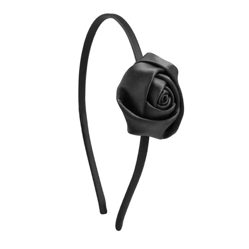 Повязка на голову для девочек с атласным цветком розы, винтажный стиль, аксессуары для волос, головной убор для свадебного костюма, ручная работа