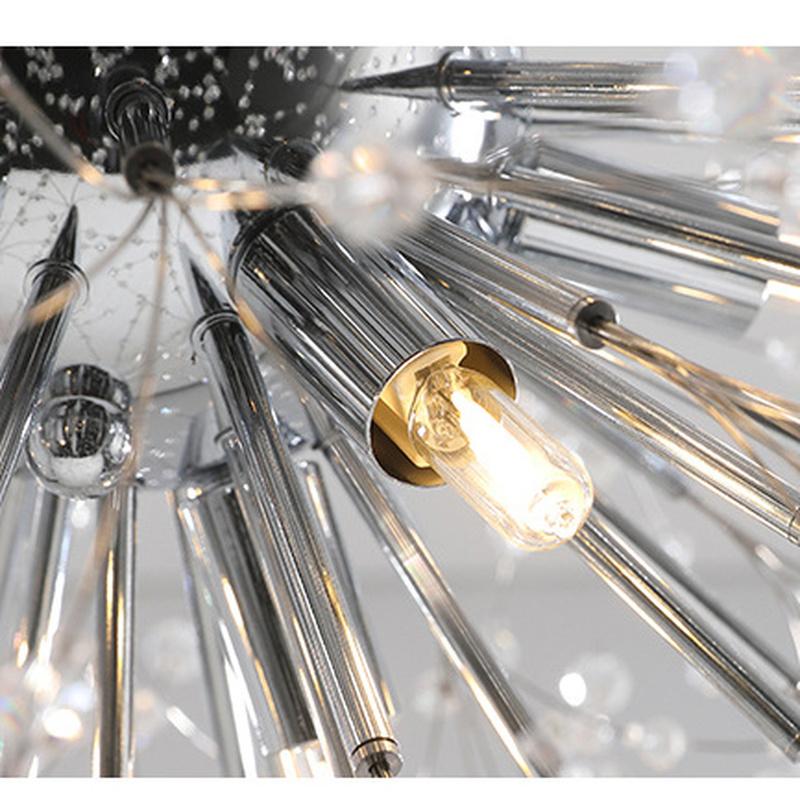 Светлячок Хрустальная лампа для столовой, простой современный светильник с одуванчиком для обеденного стола, роскошное освещение, сетка, красная люстра для ресторана