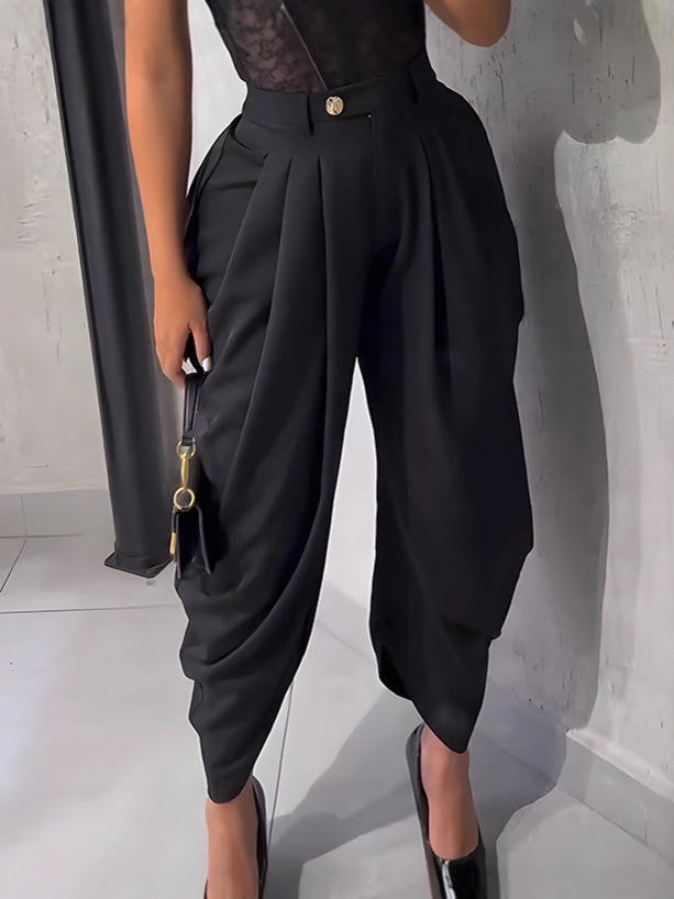 Urban Street Womens Relaxed Wideleg Pants With Polyester Fabric For Casual Wear