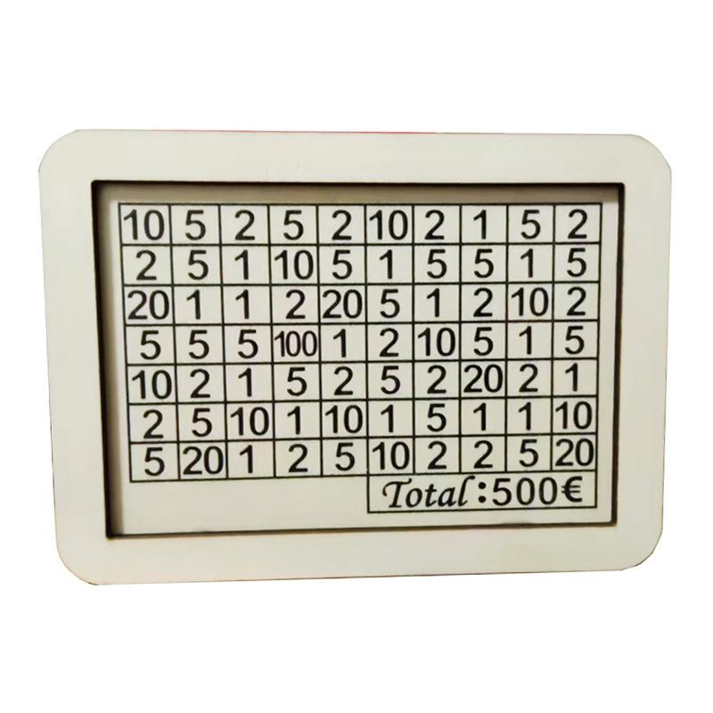 Handmade Wooden Piggy Bank Decorative Reusable Saveing Money Box With Money Target And Numbers For Kids Adults