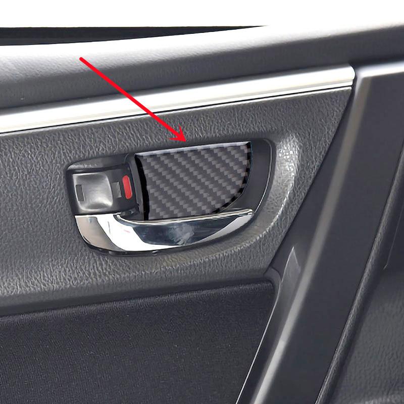 Carbon Fiber Car Interior Door Handle Windows Control Panel Armrest Cover Trim Decal Stickers For Toyota Corolla 2014 Auto