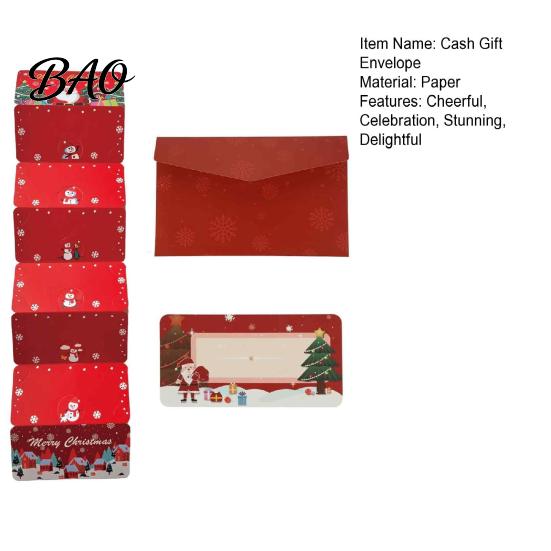 Holiday Greeting Card Holder Christmas Cash Gift Envelopes, 6 Slots Foldable Money Holder, DIY Booklet for Xmas Parties, Family Gatherings Party