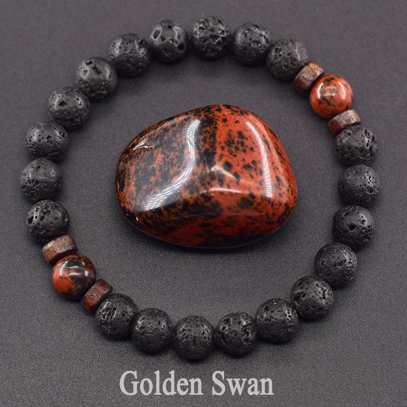 Браслет из натурального желтого тигрового глаза для мужчин и женщин, черный браслет из вулканической лавы, тибетский Будда, эластичная веревка, парный браслет из камня