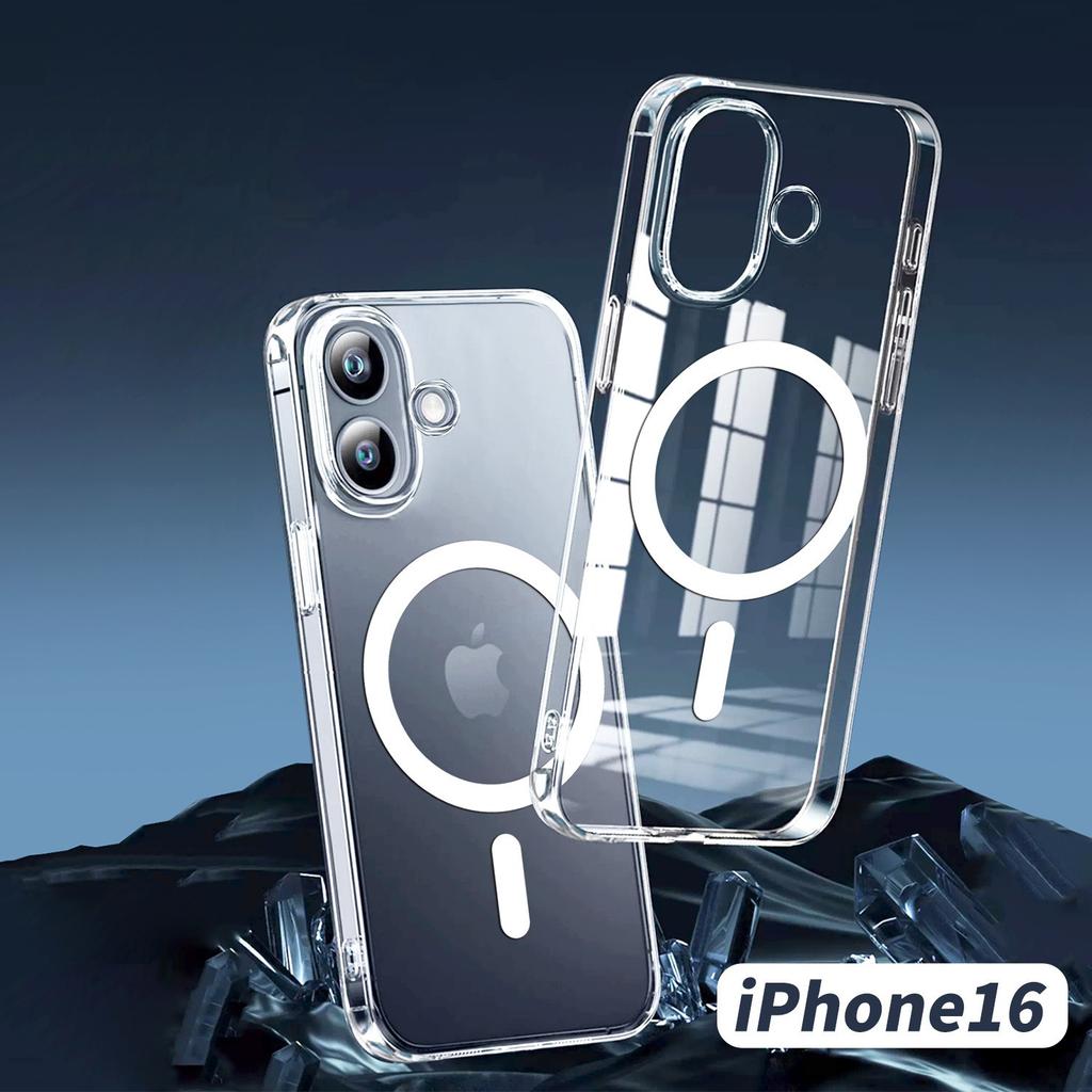 Transparent Magnetic Phone Case For iPhone 16 15 14 13 12 11 Pro Max Plus Wireless Charging Protective Cover Shell for Magsafe