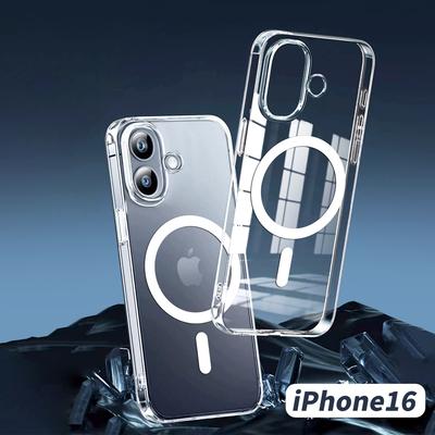 Прозрачный магнитный чехол для телефона для iPhone 16 15 14 13 12 11 Pro Max Plus Беспроводная зарядка Защитная накладка для Magsafe