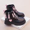 Girls' Martin Boots with Heart Design, New Spring and Autumn Style, Black Boots for Girls, Children's Short Boots for Older and Younger Girls