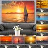 Парусный спорт и закат HD фотографии постеры принты парусник сюрреалистический океан птицы пейзаж холст живопись настенное искусство Декор в гостиную