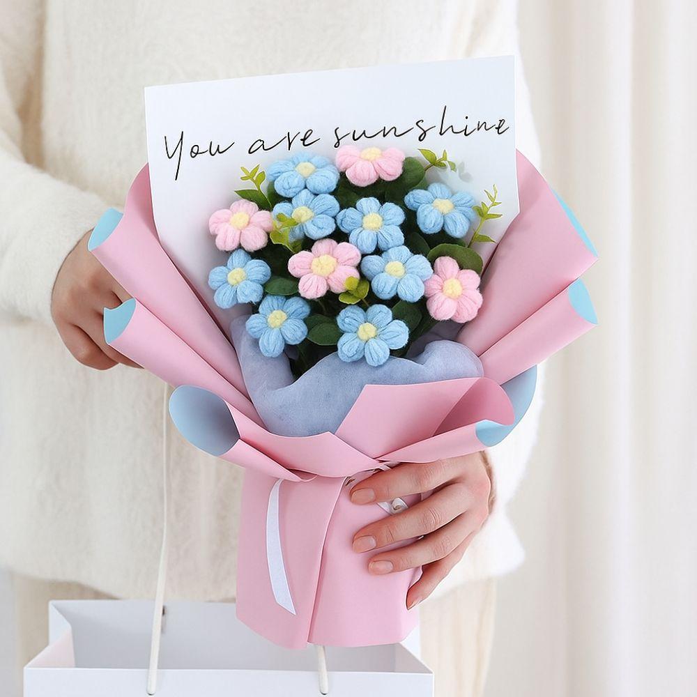 Мягкая пряжа Искусственная цветочная композиция Корейский стиль Вязаные крючком цветы ромашки Свадебная вечеринка