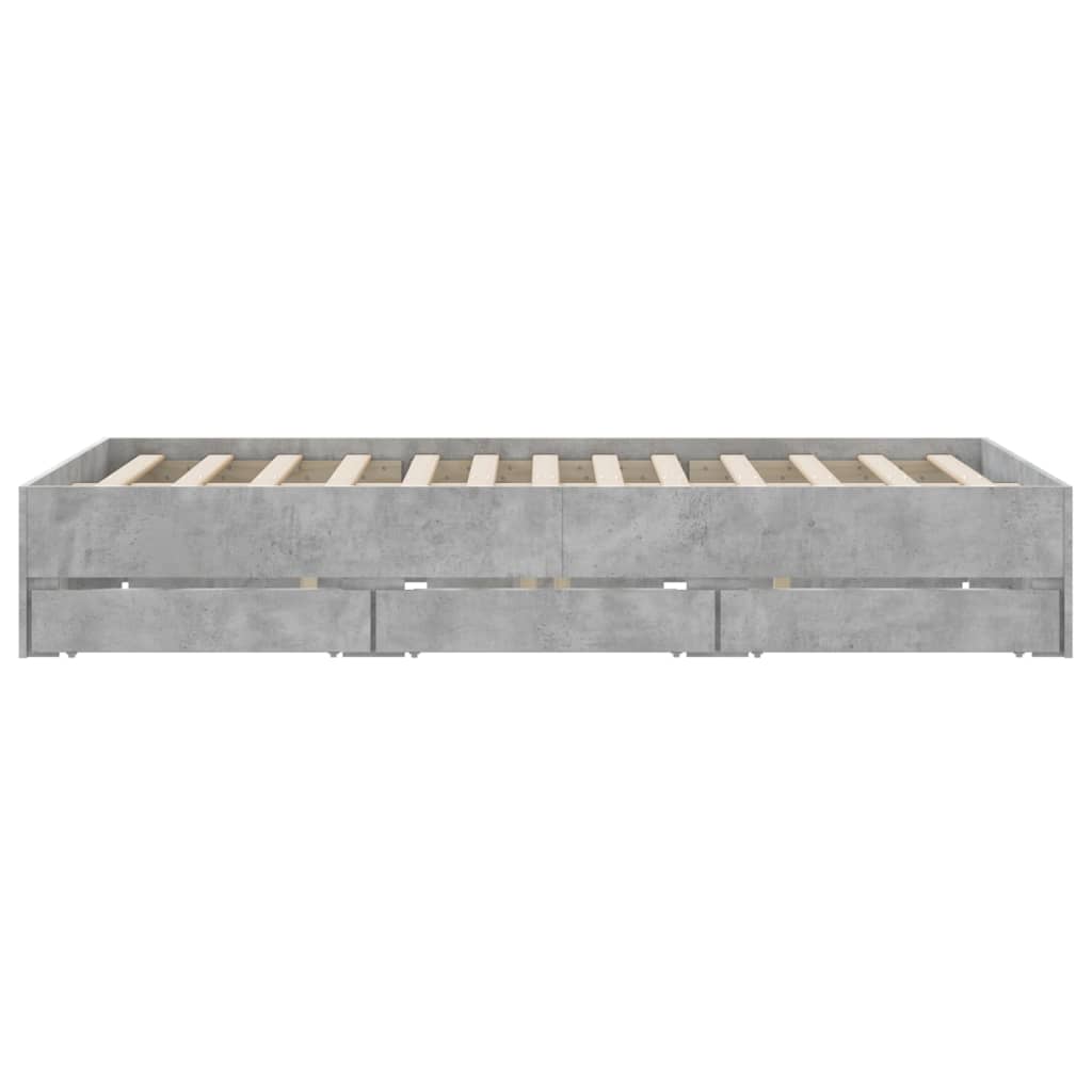 Bed Frame with Drawers Concrete Grey 140 x 190 cm Engineered Wood