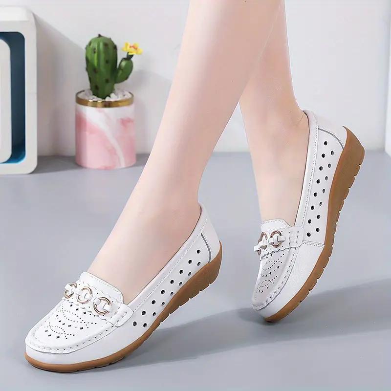 Women Shoes Flats Wedges Slip On Casual Genuine Leather Loafers