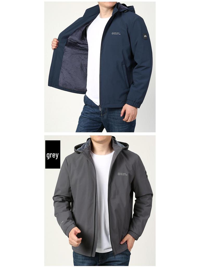 Men's Fleece-Lined Casual Windbreaker - Thick, Quick-Drying Cotton-Padded Jacket for Autumn and Winter