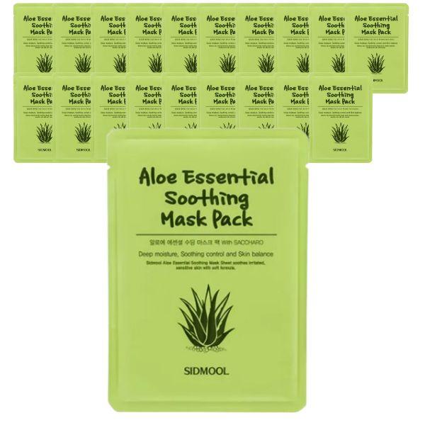 SIDMOOL Успокаивающая маска-патч с алоэ Essential Mask Pack 10 шт. Алоэ вера 3% Лиоцелловая тканевая маска для лица с гиалуроновой кислотой, коллагеном и ферментированными ингредиентами