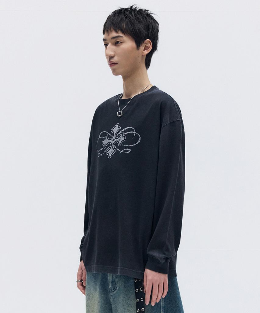 MAISON MINED Кельтский Крест С Длинным Рукавом Стирка Черный