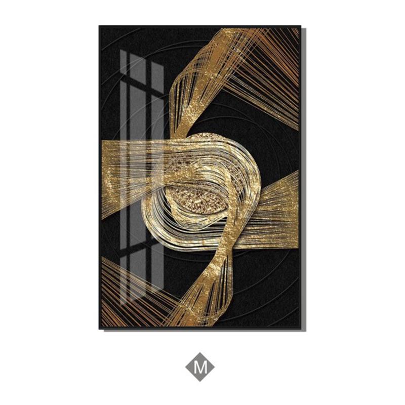 Abstract Black Golden Foil Leaves Luxury Poster Art Plant Canvas Painting Decorative Modern Wall Picture for Living Room Decor